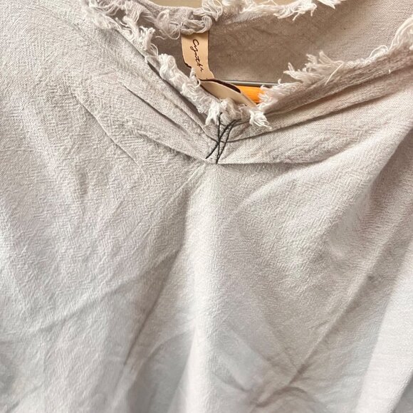 Cynthia‎ Ashby Gray Frayed Hem Linen-Cotton Short-Sleeve Tunic Dress S - Picture 7 of 7